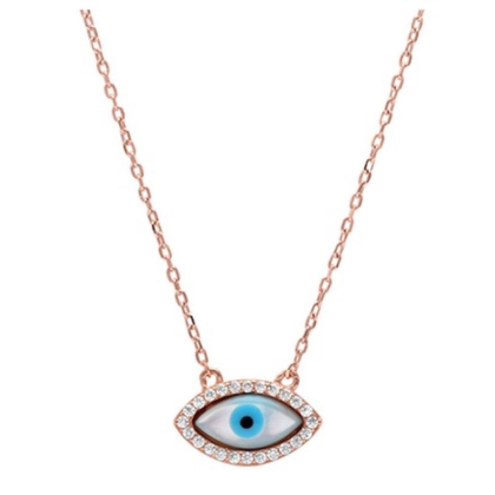 Rose Gold Plated Cubic Zirconia Evil Eye .925 Silv